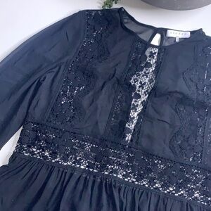 Sandro peplum black lace romantic tori blouse medium top women’s new w tags top